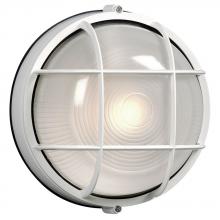  305011WH 132EB - Outdoor Cast Aluminum Marine Light with Guard - in White finish with Frosted Glass (Wall or Ceiling